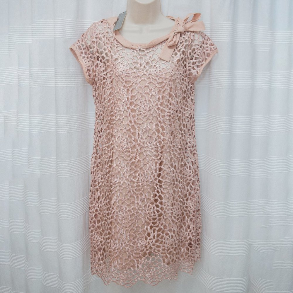 Crochet Lace Bow Blush 2 Piece Mini Dress